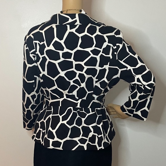 Vintage black white mod graphic belt sixties coat! - Picture 8 of 13